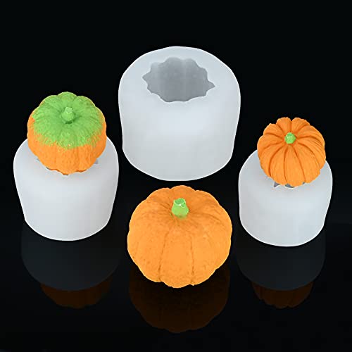 Sakolla 3D Pumpkin Candle Molds, 3 PCS Different Size Halloween Thanksgiving Pumpkin Silicone Mold for DIY Epoxy Resin, Handmade Soap, Candle, Cake Baking