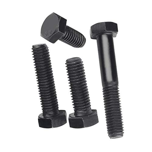 Liujiami Vis Hexagone Boulons M12 - Boulon Hexagonal Noir Haute Résistance Mécanique Hexagone Extérieur Entièrement Fileté ou Boulons à Demi-Filetage Cover