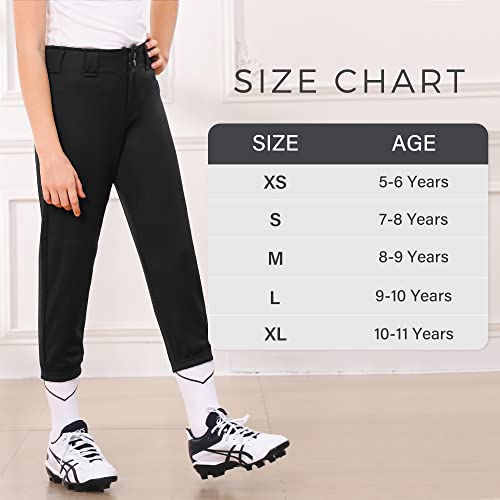 Stelle Girls' Softball Pants Youth Kids Baseball Pants Fastpitch Pants With Pockets Boys Tee Ball (Black, L) #TOP5