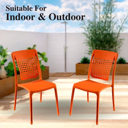 Image of ITALICA Spine Care Plastic Chair for Home, Office, Living Room /Matte Finish Plastic Outdoor Chair /Patio Chairs for Balcony | Suitable for Indoor & Outdoor (2109, Orange, Set of 1 Chair, VF)