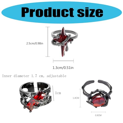 Image of figurine 3Pcs Gothic Rings, Rings for Man, Gothic Jewellery for Men and Women, Dark Aesthetic Rings for Daily Goth Fashion and Music Events