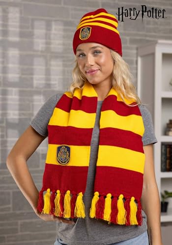 elope Hogwarts Scarf and Hat Set - Knitted Hat and Scarf with Hogwarts Crest2