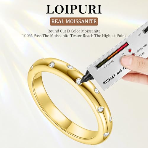 Moissanite Eternity Band Rings for Women, 14K Gold Plated D Color VVS1 Moissanite Stackable Engagement Ring, Non Tarnish Eternity Wedding Band, Birthday Jewelry Gifts for Her Size 5-103
