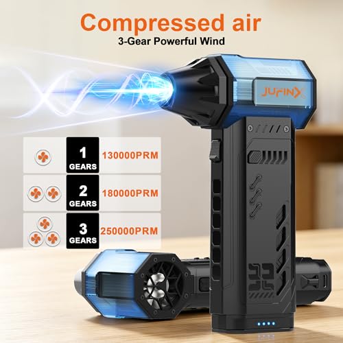 JUFINX Air Duster - 250,000RPM Compressed Air Duster, Replaceable Batteries 2pcs,Long - image 2
