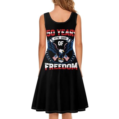 Image of Women Stylish Tank Dresses Sleeveless Round Neck Midi Casual Dress with Pocket for Summer