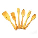 Juego de utensilios para cocinar de madera de boj de gran calidad. El pack está formado por 6 piezas diferentes 3 palas, 2 cucharas y 1 tenedor :