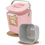 YourCasa Biomülleimer Küche 7L - Komposteimer mit herausnehmbarem Sieb & Deckel - geruchsdicht, spülmaschinenfest & ohne Biomülltüten - Bio Mülleimer für selteneres Entleeren (Rosa)