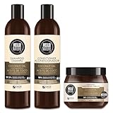 P-Beauty - Champú cosmético natural + acondicionador + mascarilla para el pelo de aceite de coco – Hidratación & Repair – Champú acondicionador para el cabello seco y dañado – Cuidado del cabello sin