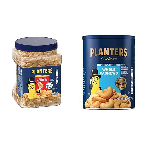 Image of Bundle of PLANTERS Cocktail Peanuts, Salted Cocktail Peanuts, 2lb 3oz + PLANTERS Deluxe Lightly Salted Whole Cashews, 18.25oz