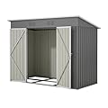 Thanaddo 4'x8' Metal Shed Outdoor Storage Shed,Metal Steel Utility Tool Shed Storage House with Double Lockable Doors and Air Vent for Backyard Garden Patio Lawn Gray