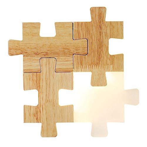 RXPVUXE Aplique de pared LED de madera Rompecabezas creativo Lámpara de montaje en pared Lámpara de pared de madera cuadrada de 8 pulgadas 3000K, Apliques de pared de decoración interior nórdica moder