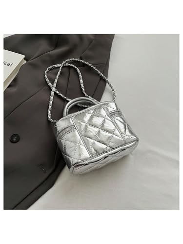 Floerns Women's Square Mini Bucket Quilted Crossbody Hobo Bag Satchel Purse with Chain Strap2