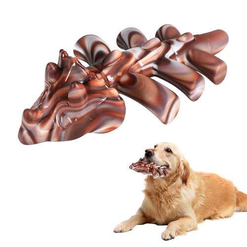 VVancha Tech Giocattoli da masticare per cani aggressivi, giocattoli indistruttibili per cani di taglia media e grande, sapore di manzo sostenibile (Triceratopo)