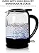 OVENTE Electric Kettle with 1.5L Borosilicate Glass, 1500W Fast Boiling Water Heater for Coffee or Tea, Easy to Fill Lid, Auto Shut-Off, Boil-Dry Protection & Stainless Steel Filter, Black KG516B