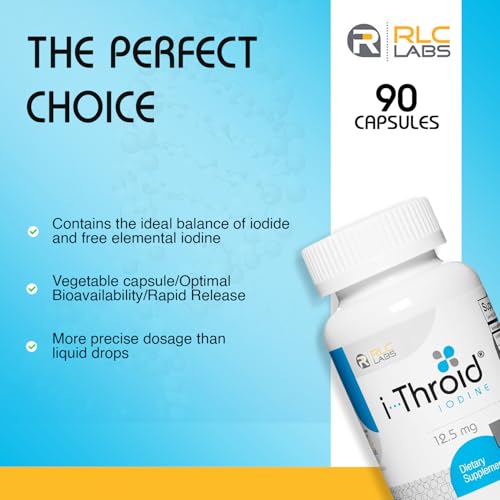 rlc i-throid 125 mg iodine and iodide supplement to support thyroid health and hormone balance 90 capsules 90 servings