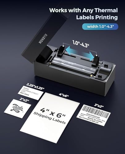 MUNBYN Shipping Label Printer Bluetooth, Postage Thermal Label Printer 4x6 for Business, Compatible with Etsy, Shopify, eBay, Royal Mail, DHL, DPD, Evri, No Ink and Toner, 129B, Grey - Image 5