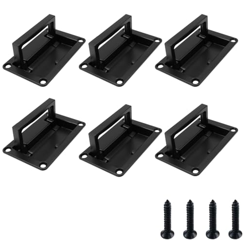 Image of Bitray Recessed Lifting Handles Black Hatches Pull Handle Toolbox Recessed Flush Pull Handle for Deck Hatch -6Pcs