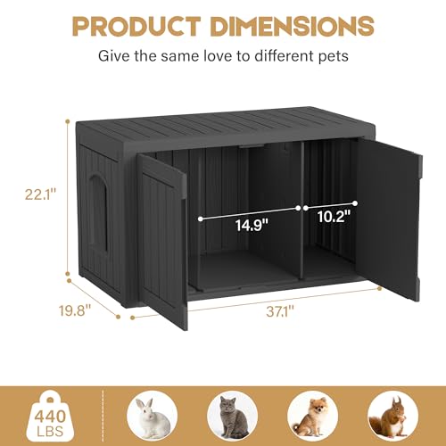 GULAIMOAO Cat Litter Box Enclosure, Covered Cat Litter Box with Adjustable Partition, Multi-Functional Hidden Enclosed Litter Box Furniture, Easy to Clean & Assemble, Black by GULAIMOAO - Image 7