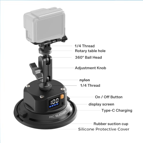 4.5" Electric Suction Cup Camera Mount With Ball Head Magic Arm - MP4501 - image 9