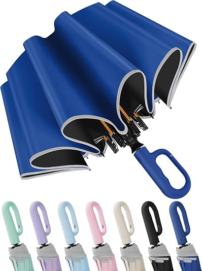 Image of Seniny Windproof Travel Umbrella, Automatic Umbrellas for Rain, Portable & Compact Umbrellas for Backpack, Strong UV for Protection, Folding Small Sun Umbrella for Car, Walking, Coral Pink, 38 inches