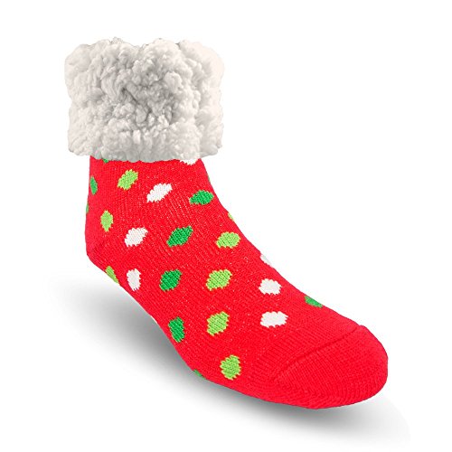 Image of Pudus Cozy Winter Slipper Socks Women & Men w Non-Slip Grippers Faux Fur Sherpa