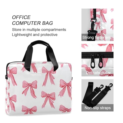 Maletín para portátil rosa con lazos y correa ajustable miniatura 5