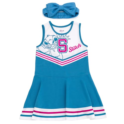 Disney Junior Girls Cheerleader Dress and Bow Outfit Set Toddler to Big Kid Sizes (2T - 14-16)