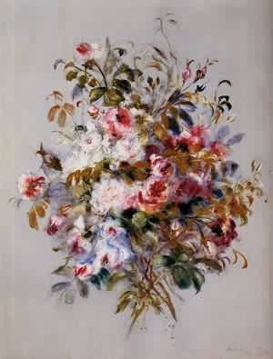Peinture à l'huile de Renoir Bouquet de Roses décoration salon chic grand format