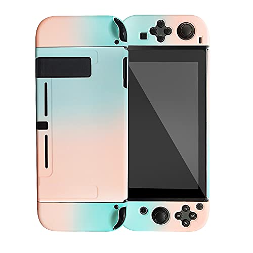 Dockable Case Compatible with Nintendo Switch,Protective Cover Case Compatible with Nintendo Switch and Joy-Con Controllers(Pink and Cyan)