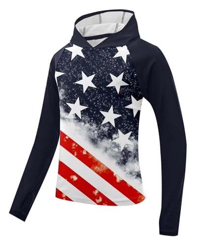 Century Star Long Sleeve Rash Guard Swim Shirts for Boys Toddler Kids UV Protection Fishing Hoodie with Thumb Hole