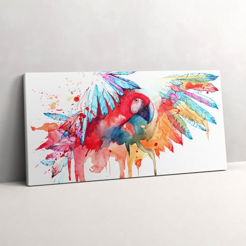 Perroquet rouge coloré tableau Wallfluent 100x50cm pour créer une ambiance jungle dans votre salon