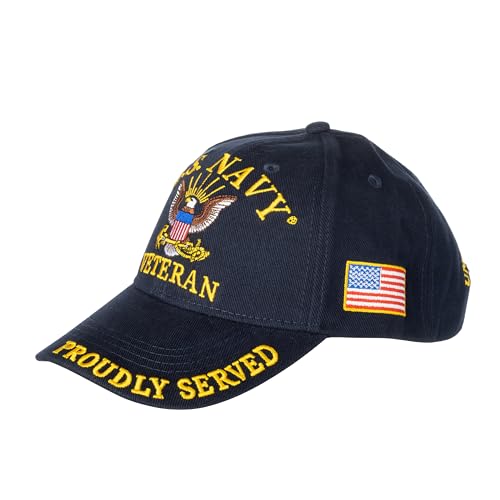 United States Navy Veteran Proudly Served Blue Hat Cap USN