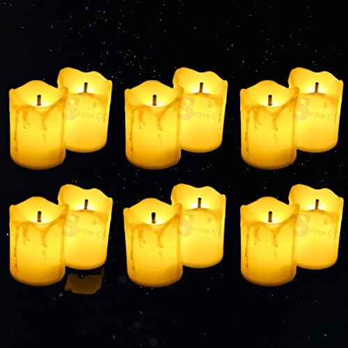 SATYAM KRAFT 24 Pcs LED Tea Light Candles | Flameless & Smokeless | Acrylic Melting Wax Design | Decorative Lights for Home Décor, Pooja, Birthday, Christmas, Wedding, Valentine, Festival Gifting