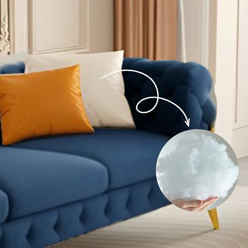 Image of Modern Classic L Shape Sectional Sofa Set, Chesterfield Style 4 Seater Sofa Set with Pillows for Living Room, Bedroom and Office and Hallway Colour (3+1+OTTO Blue FC)