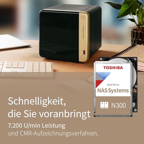 Image of Toshiba N300 14TB Internal NAS Hard Drive, 3.5'' SATA HDD, 7200 RPM, 24 /7 Operation, Supports 1-8 Bay Systems, 128MB Cache, 180TB /Year Workload, 3yr Warranty (HDEXZ12ZNA51F).