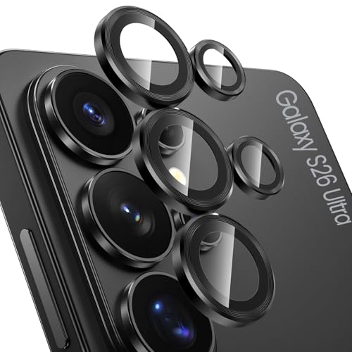 Tensea (3+2PCS Compatible with Samsung Galaxy S26 Ultra Camera Lens Protector 9H Tempered Glass Camera Cover Screen Protector Metal Individual Ring [Installation Tray][Case Friendly]