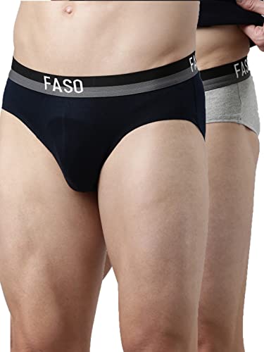 Image of FASO Men's Cotton Briefs | Ultra-Soft Durable Waistband | Modern Square Cut Fit | Tagless & Label-Free Comfort