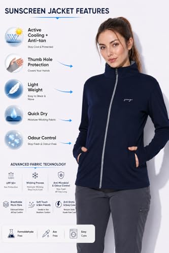 Image of BE SAVAGE UPF Sunscreen Jacket for women Anti-Tan summer lightweight sunscreen jacket women