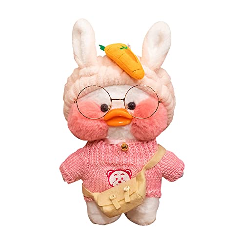 QDPJかわいい豪華なララファンファンイエローアヒルのぬいぐるみ人形ぬいぐるみアニマルコスプレドレスアップドールのぬいぐるみヒアルロン酸ぬいぐるみドールアヒルの柔らかいおもちゃ30cm