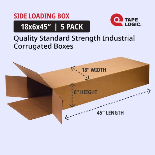 Image of BOX USA Shipping Boxes Large 18 inchL x 6 inchW x 45 inchH 5-Pack, Cardboard Box for Shipping, Moving, Mailing, Packing, Packaging and Storage