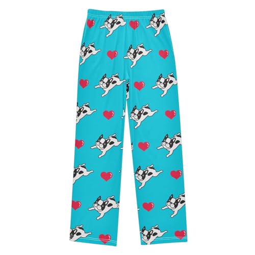 Boys' Pants Dog Bulldog Heart Puppy Long Bottoms Jogger Pants Elastic Waist Trousers with Pockets S-XL