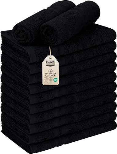Utopia Towels Lot de 12 Serviettes de Salon en Coton résistantes à l'eau de Javel (40,6 x 68,6 cm)...