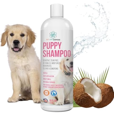 PET CARE Sciences 16 fl oz Tearless Puppy Shampoo and Conditioner - Anti Itch Dog Shampoo Sensitive Skin - Coconut Oil Oatmeal Pet Shampoo for Puppies Cover