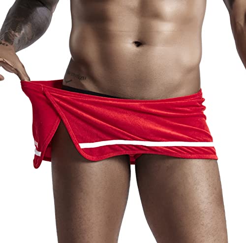 Sweat Pants Men's Corduroy Shorts Man Velvet Vintage Shorts Skirt Men’s Towel Shorts Bathing Wear Home Sexy Pajama Short (Color : White, Size : XX-Large)2