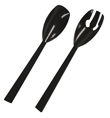 Party Essentials Hard Plastic Serving Forks and Spoons, 9.5-Inch, Black, Set of 6