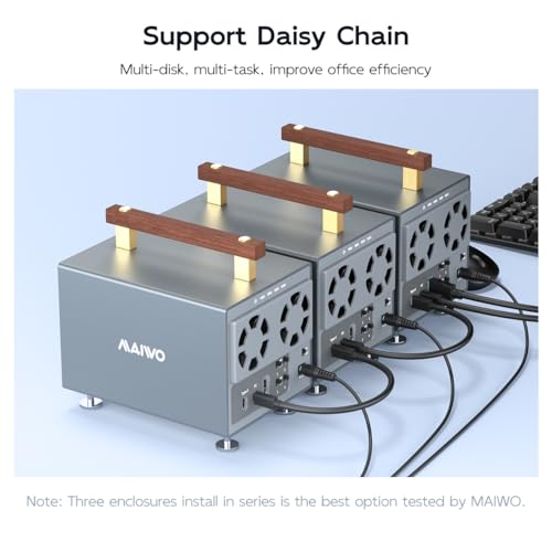 Image of MAIWO 4 Bay Hard Drive Enclosure for 3.5 Inch SATA HDD with SATA III Chipset USB3.2 Gen2 10Gbps Speed, Support HDTV /Type-C Extension /Daisy Chain, 96TB Capacity, External 3.5'' HDD Enclosure