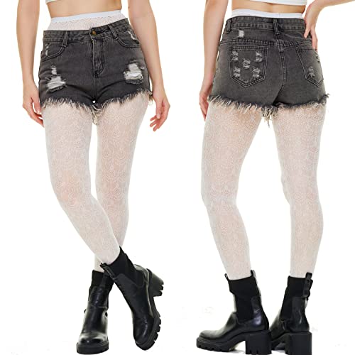 Image of Fishnet Stockings Lace Patterned Tights High Waist Pantyhose Fishnets for Women