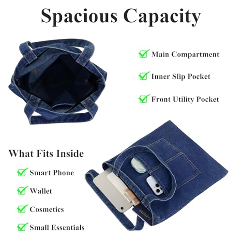 Bolso Tote Denim grande para mujer con cierre miniatura 6