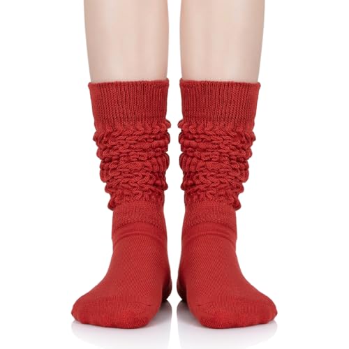 Image of Zando Slouch Socks for Women - 80s 90s Knee High Scrunch Socks Soft Long Stacked Boot Sock Warm Winter Sock Daily Wear