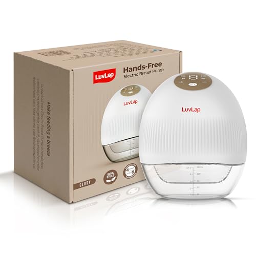 Image of LuvLap Glory Hands-Free Electric Breast Pump for Breastfeeding, Wearable, Portable, 4 Modes & 9 Suction Levels, Type-C Fast Charging, 24mm Breast Shield, Includes 19 /21 /27mm Soft Flange Inserts, White
